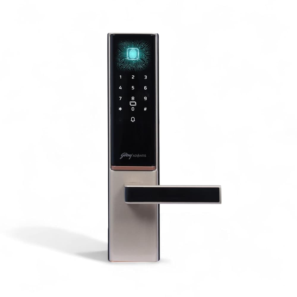 Godrej Smart Lock | The Only 7 in 1 NFC Digital Lock with Scheduled Biometric Access | VDP Compatible | Wooden Door in Home & Offices | Vegas Gold | 3 Yrs Warranty | Made in India