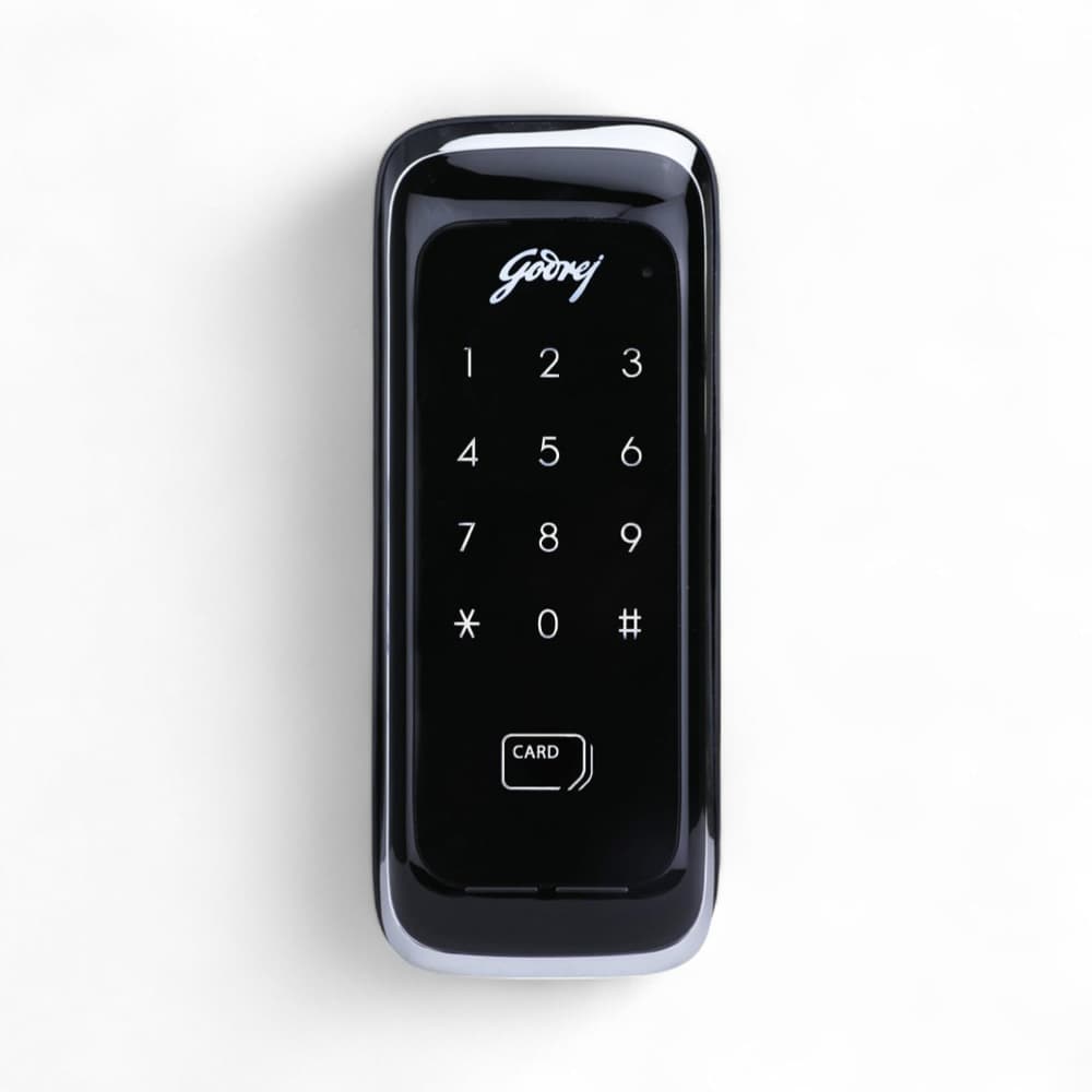 Godrej Smart lock I Advantis Rimtronic RF For Wooden Door |For Main door | 2 in 1 Access | PIN Access | RFID Card | Black Finish | 3 Years Warranty